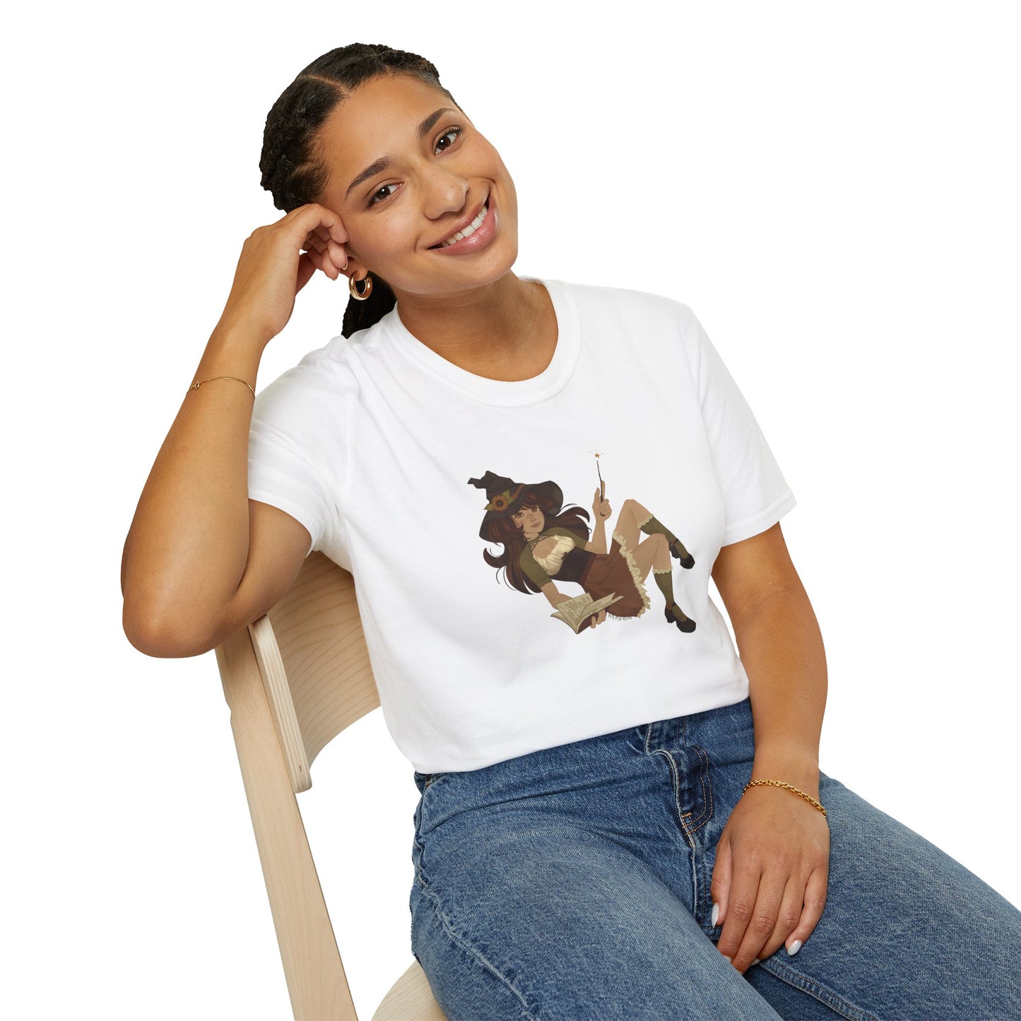 Cottage Core Book Witch Unisex Softstyle T-Shirt