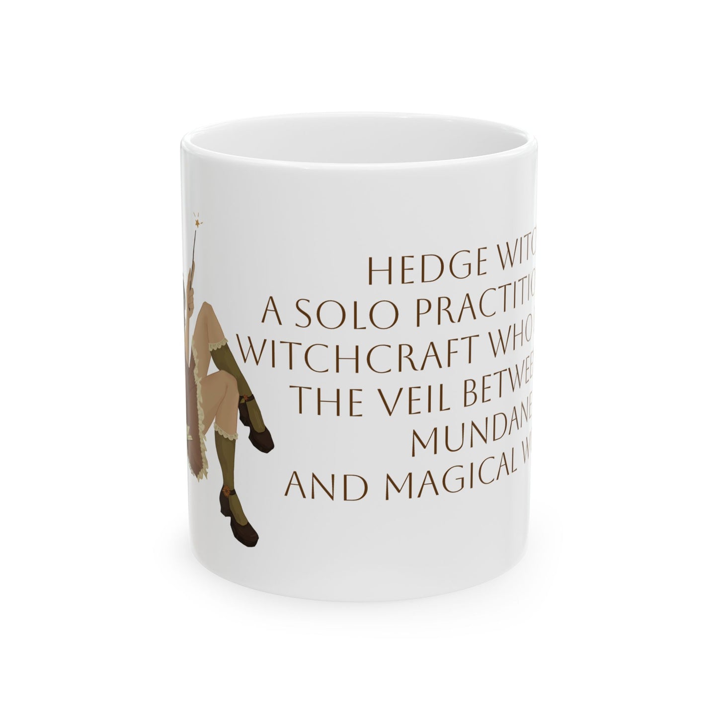 Cottage Core Hedge Witch Ceramic Mug, (11oz, 15oz)