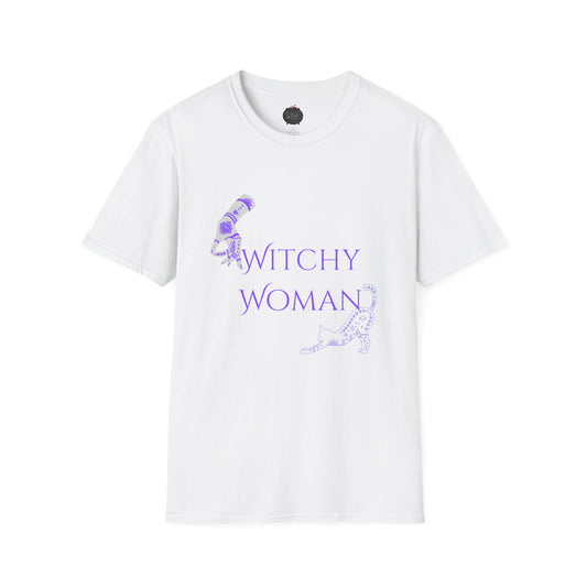 Witchy Woman T-Shirt – Lavender Moon Crescent & Potion Bottle Graphic